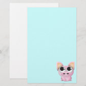 かわいい漫画のブタ 便箋 (正面/裏面)