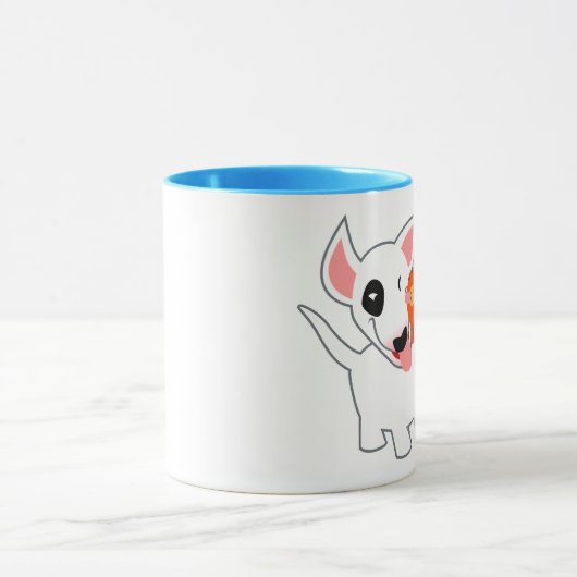 かわいい漫画のブルテリアおよび子ネコのマグ マグカップ (中央)