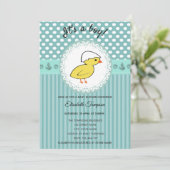 かわいい漫画のベビーチキンボーイ赤ちゃんシャワー 招待状 (スタンド正面)