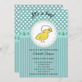 かわいい漫画のベビーチキンボーイ赤ちゃんシャワー 招待状 (正面/裏面)