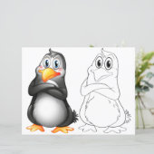 かわいい漫画のペンギンのぬりえページ (スタンド正面)