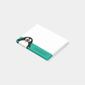 かわいい漫画のペンギンのエメラルドおよび黒 ポストイット (アングル)