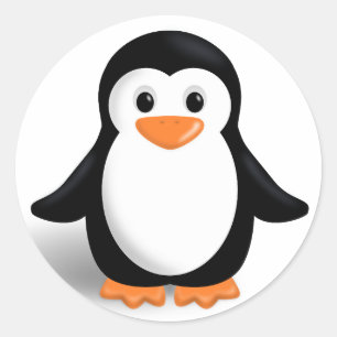 かわいい漫画のペンギンの円形の光沢のあるステッカー ラウンドシール
