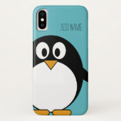 かわいい漫画のペンギンの名前をカスタムするの青 Case-Mate iPhoneケース (裏面)