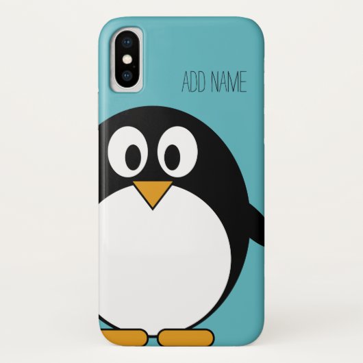 かわいい漫画のペンギンの名前をカスタムするの青 Case-Mate iPhoneケース (裏面)