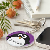 かわいい漫画のペンギンの紫色 キーホルダー (正面右)