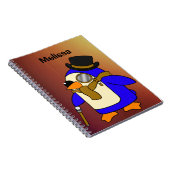 かわいい漫画のペンギン　ライトブラウン ノートブック (右側)