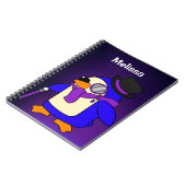 かわいい漫画のペンギン 深紫色 ノートブック (左側)