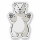 かわいい漫画のホッキョクグマ北極動物デザイン シール (正面)
