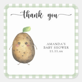 かわいい漫画のポテトベイビー感謝していシャワーあなた スクエアシール