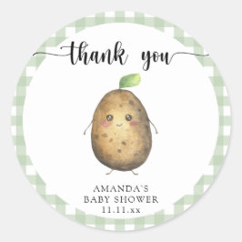 かわいい漫画のポテトベイビー感謝していシャワーあなた ラウンドシール