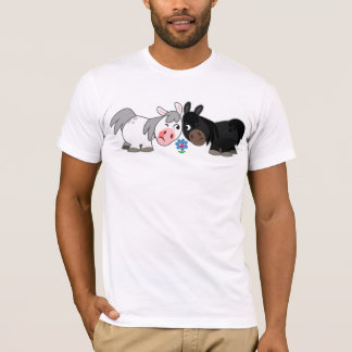 かわいい漫画のポニーのスタンドオフTシャツ Tシャツ