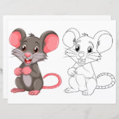 かわいい漫画のマウスのカラーリングページ (正面/裏面)