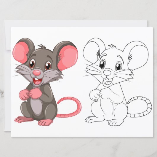 かわいい漫画のマウスのカラーリングページ (正面)