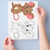 かわいい漫画のマウスのカラーリングページ チラシ (手)