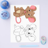 かわいい漫画のマウスのカラーリングページ チラシ (シングル)