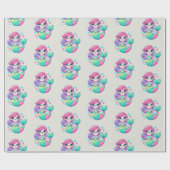 かわいい漫画のマーメイドラップ紙|キッズギフトラップ ラッピングペーパー (フラット)