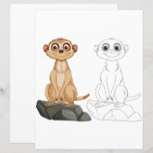 かわいい漫画のミーアカットぬりえページ (正面/裏面)