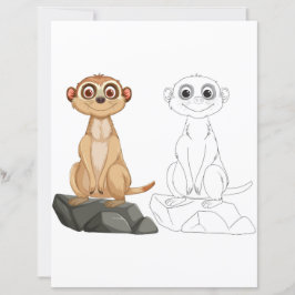 かわいい漫画のミーアカットぬりえページ