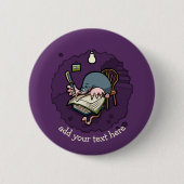 かわいい漫画のモグラの作家または本を持つ学生 缶バッジ (正面)