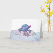 かわいい漫画のモルおよびモグラ塚 カード (黄色い花)