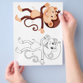 かわいい漫画のモンキーカラーリングページ チラシ (手)