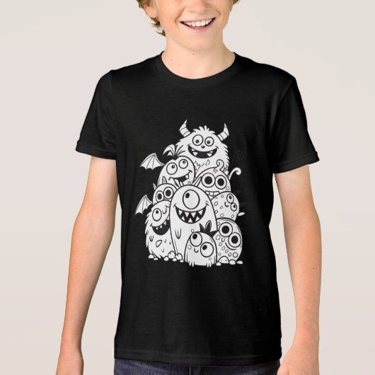 かわいい漫画のモンスターキャラクターイラストレーションfor k トライブレンドＴシャツ (正面)