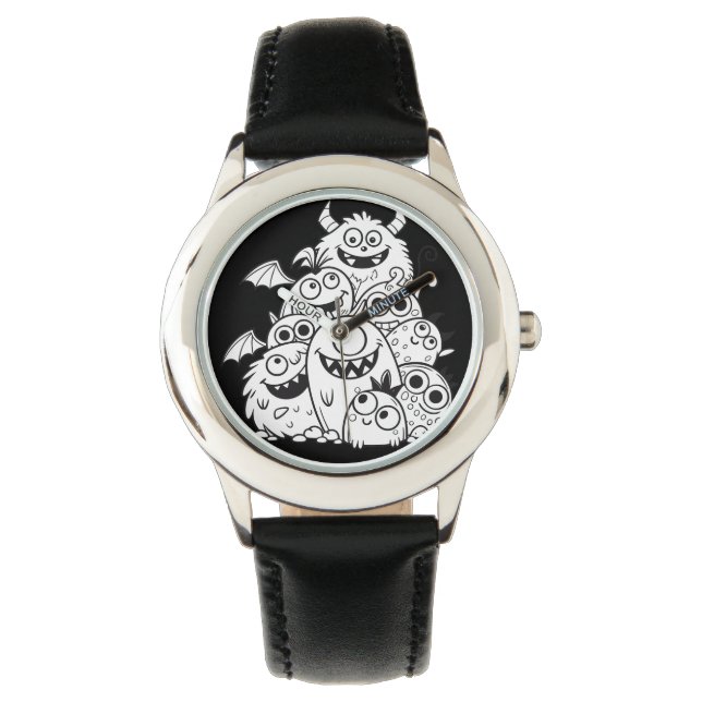 かわいい漫画のモンスターキャラクター 腕時計 (正面)