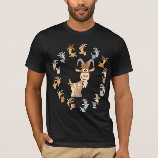 かわいい漫画のヤギの曼荼羅のTシャツ Tシャツ (正面)