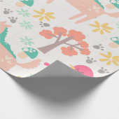 かわいい漫画のユニコーンと鳥のパターン ラッピングペーパー (角)