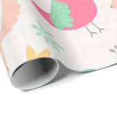 かわいい漫画のユニコーンと鳥のパターン ラッピングペーパー (ロールコーナー)