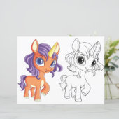 かわいい漫画のユニコーンぬりえページ (スタンド正面)