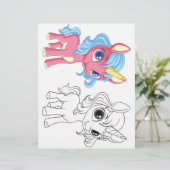 かわいい漫画のユニコーンのぬりえページ (スタンド正面)