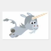 かわいい漫画のユニコーン急いでステッカー 長方形シール (正面)