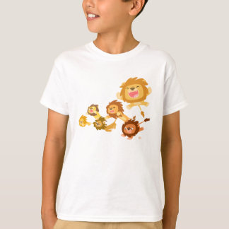 かわいい漫画のライオンのパレード 子供用Tシャツ Tシャツ