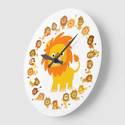 かわいい漫画のライオンのマンダラの壁時計 ラージ壁時計 (傾斜)