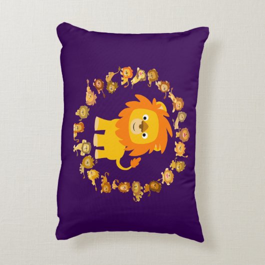 かわいい漫画のライオンのマンダラアクセント枕 アクセントクッション (裏面(縦))