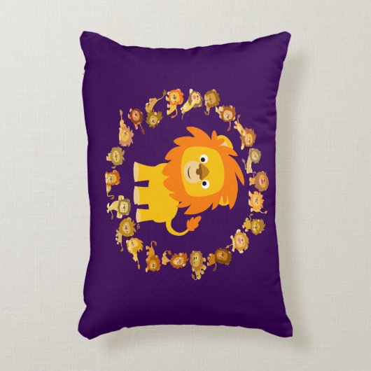 かわいい漫画のライオンのマンダラアクセント枕 アクセントクッション (正面(垂直))