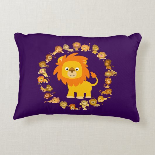 かわいい漫画のライオンのマンダラアクセント枕 アクセントクッション (裏面)