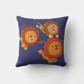 かわいい漫画のライオンの枕の幸せトリオ クッション (裏面)