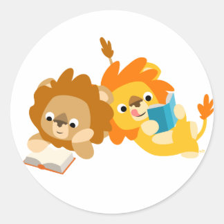 かわいい漫画のライオンの読者のステッカー ラウンドシール