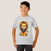 かわいい漫画のライオンの赤ちゃん部屋の装飾 Tシャツ (正面フル)