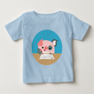 かわいい漫画のライティングピッグベイビーアパレル ベビーTシャツ