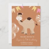 かわいい漫画のラクダ写真の誕生日の招待状 招待状 (正面)