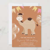 かわいい漫画のラクダ誕生日の招待 招待状 (正面)