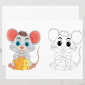 かわいい漫画のラットカラーリングページ (正面/裏面)