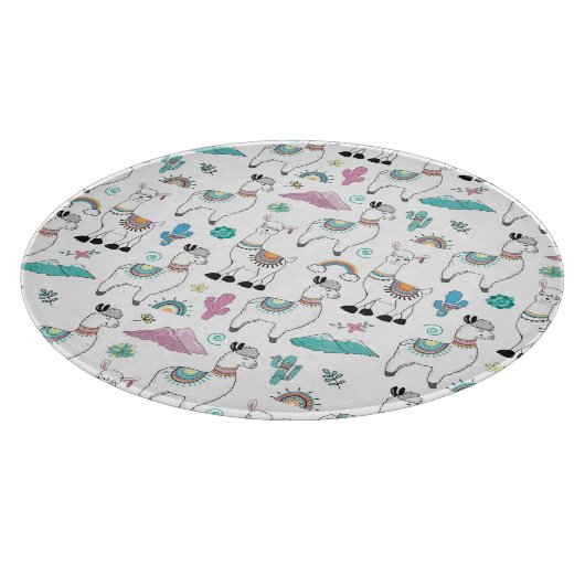 かわいい漫画のラマパターン カッティングボード (角)