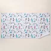 かわいい漫画のラマパターン ビーチタオル (正面)