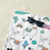 かわいい漫画のラマパターン ビーチタオル (インサイチュ)