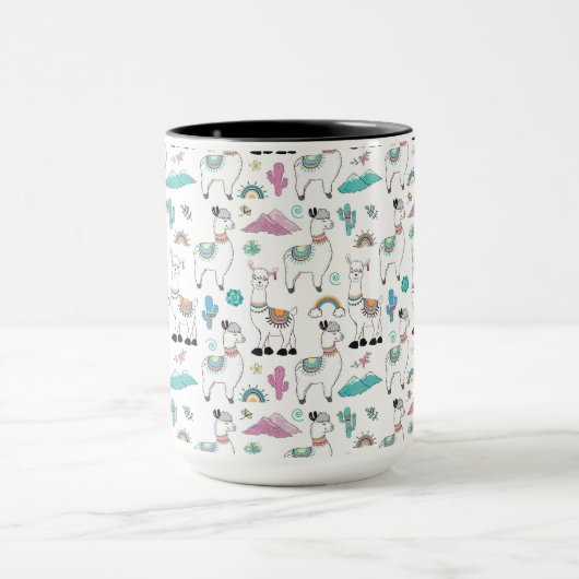 かわいい漫画のラマパターン マグカップ (中央)